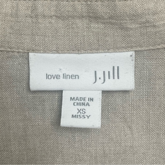 J. Jill Love Linen women’s size XS extra small Button Down Shirt oatmeal - Picture 2 of 9